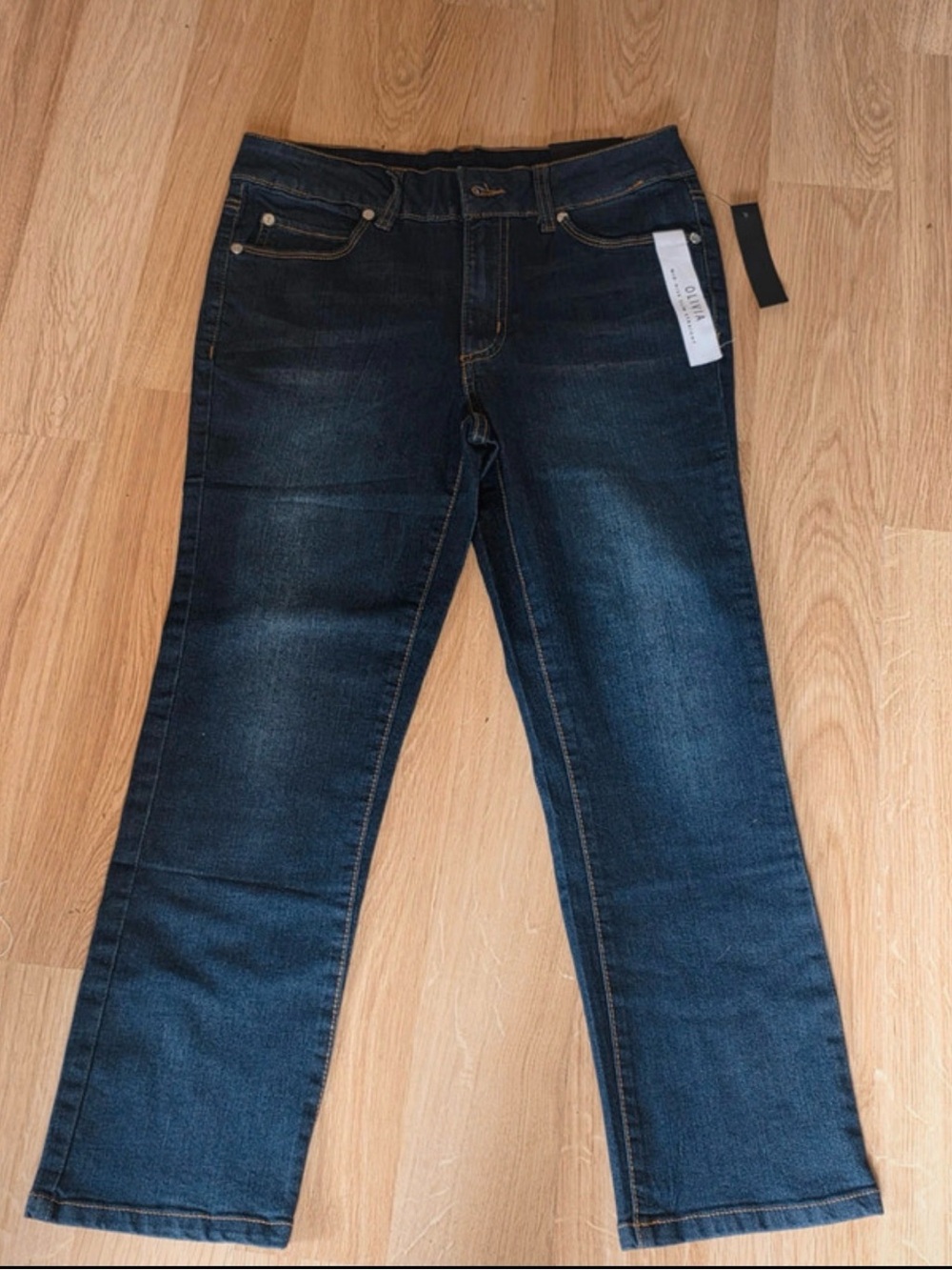 Tahari Women's Dark Blue Straight Leg Jeans
